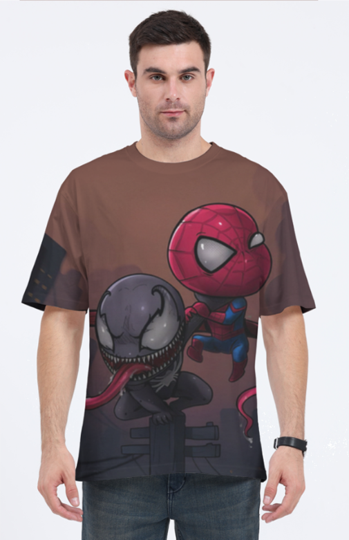 Oversized Unisex Gym Wear Spiderman and Venom T-shirt