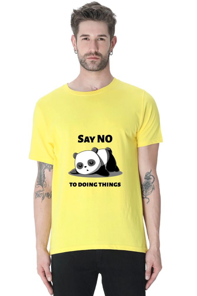 Regular Fit Classic Lazy Panda Say No To Ding Things Unisex T-shirt