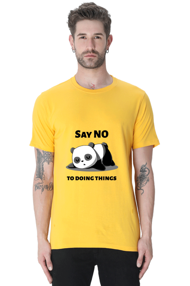 Regular Fit Classic Lazy Panda Say No To Ding Things Unisex T-shirt