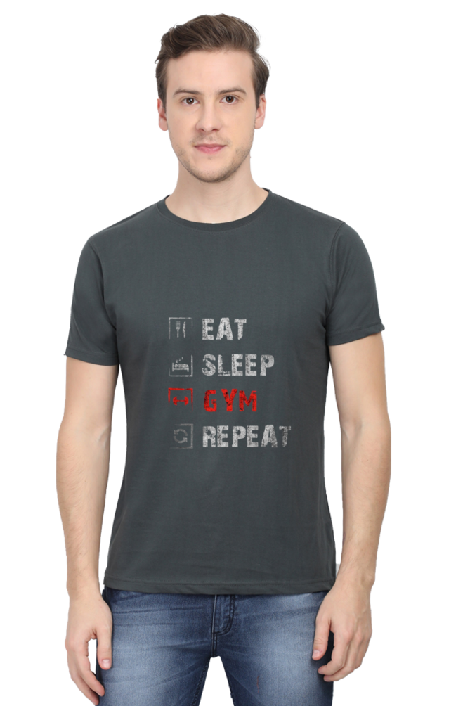 Regular Fit Classic Eat Sleep Gym Repeat T-shirt