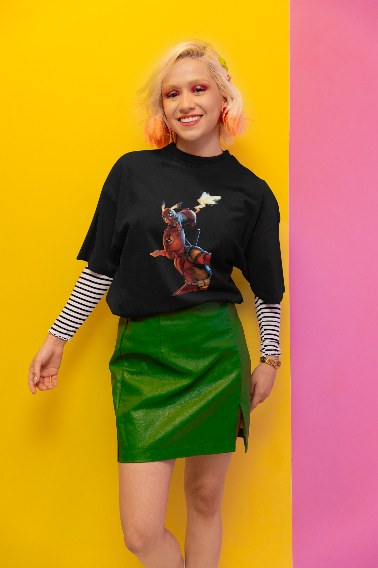 Premium Terry Oversized Deadpool Pikachu Unisex T-shirt