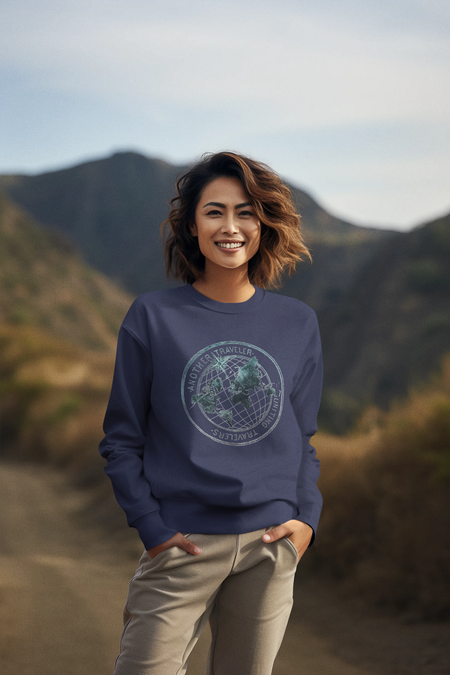 Round Neck Globe Sweatshirt