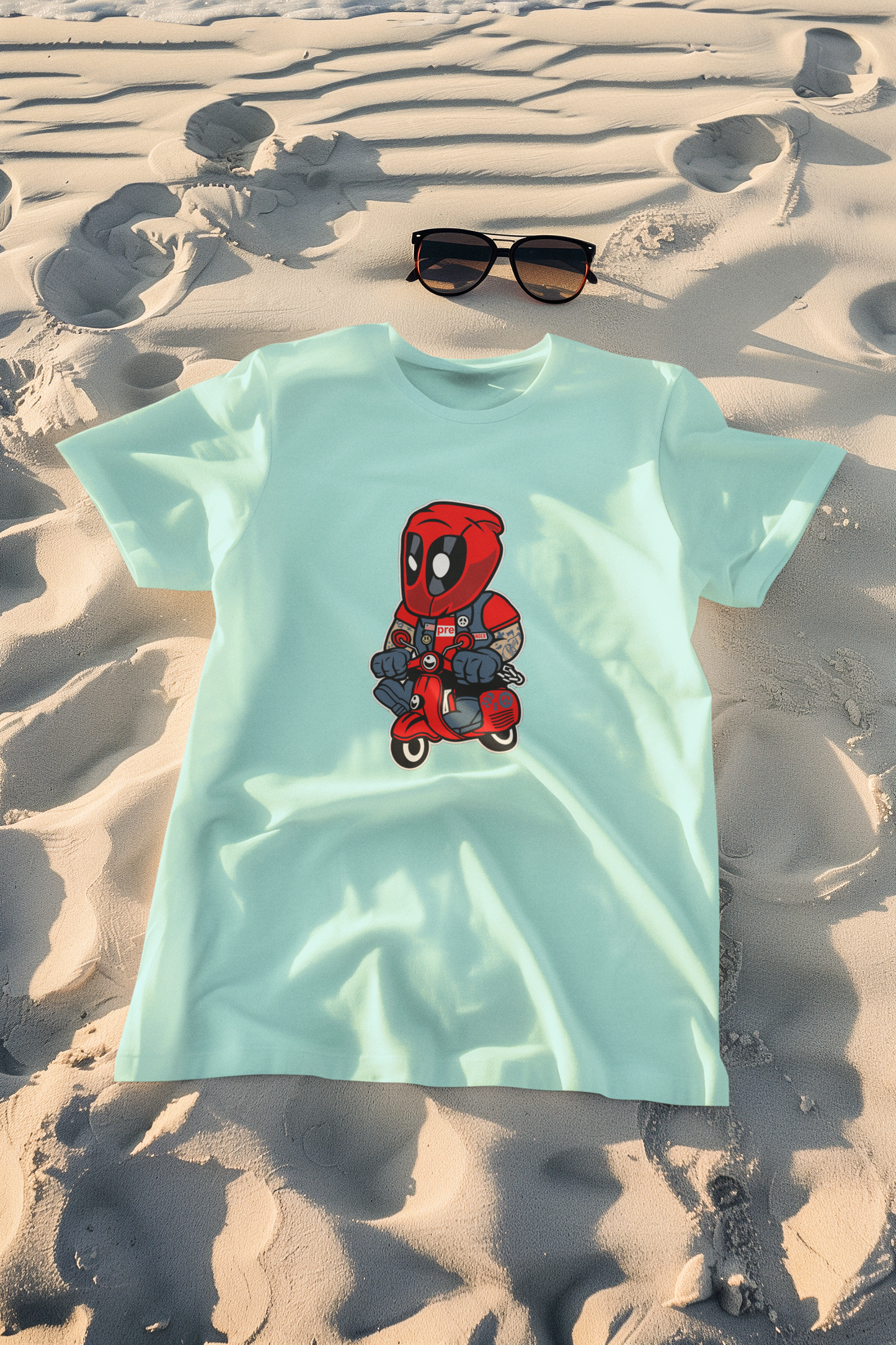 Regular Fit Classic Deadpool on a scooter T-Shirt