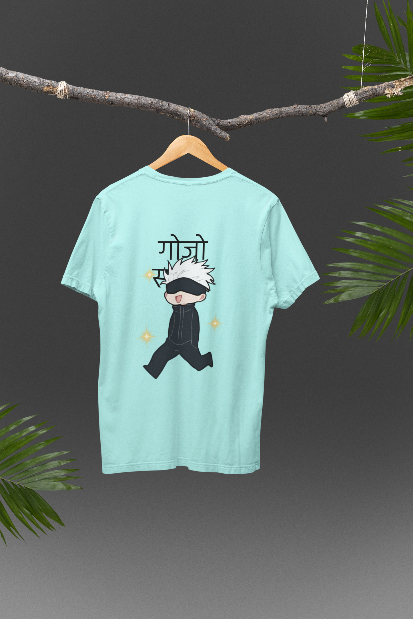 Regular Fit Gojo Satoru Smiling Hindi Half Sleeve Cotton T-Shirt