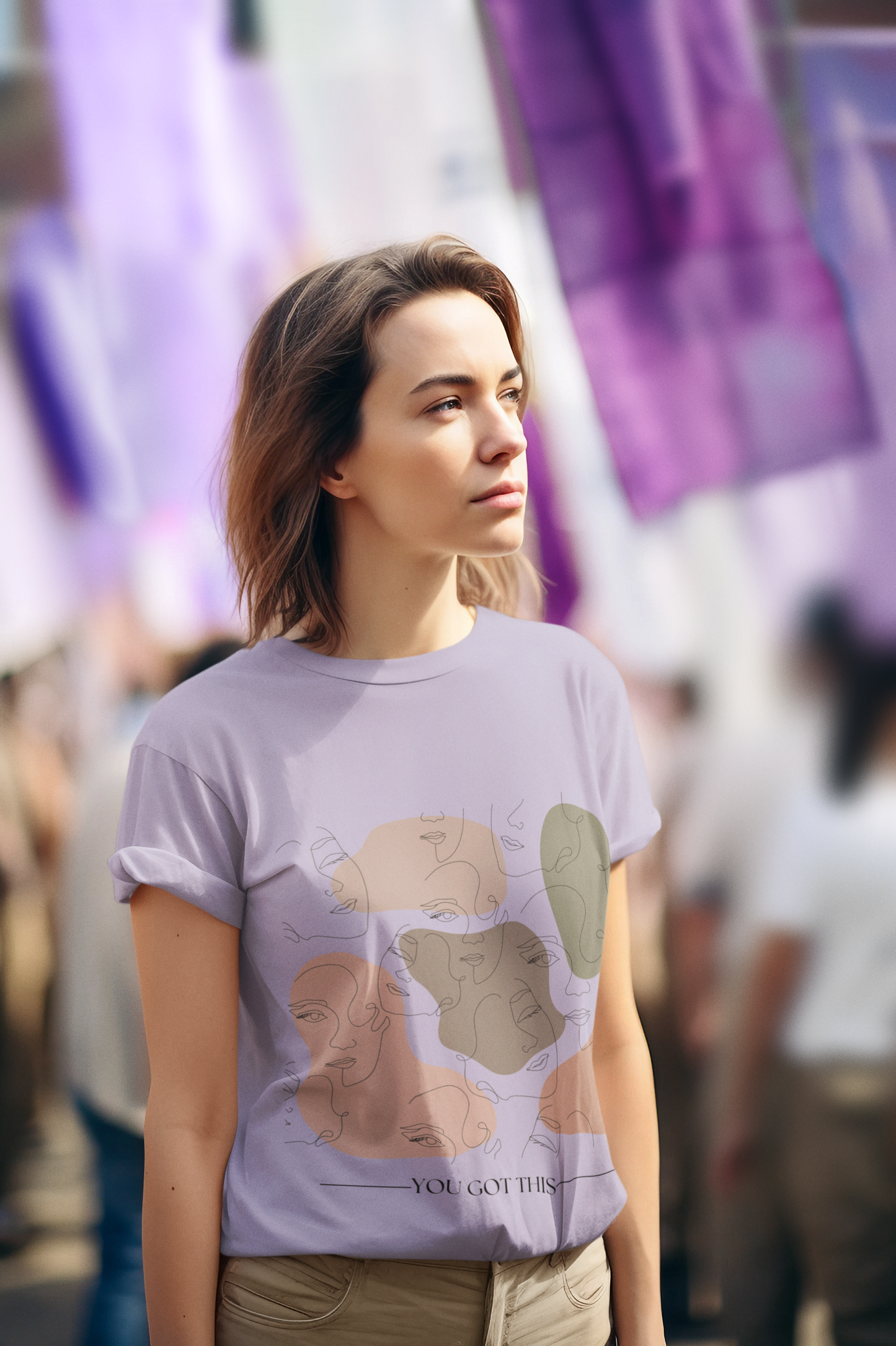 Premium Female Regular Fit Abstract Art T-shirt