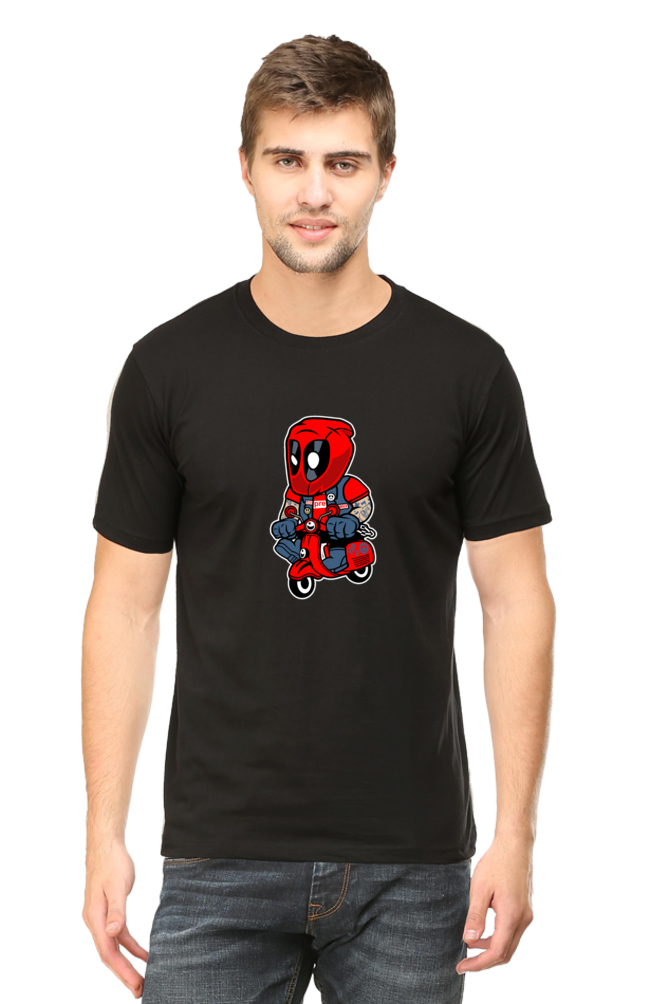 Regular Fit Classic Deadpool on a scooter T-Shirt