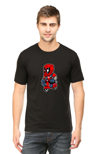 Regular Fit Classic Deadpool on a scooter T-Shirt
