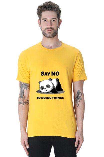 Regular Fit Classic Lazy Panda Say No To Ding Things Unisex T-shirt
