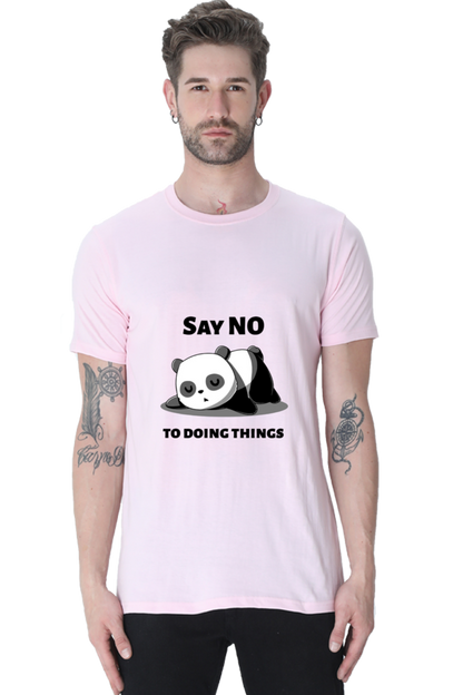Regular Fit Classic Lazy Panda Say No To Ding Things Unisex T-shirt