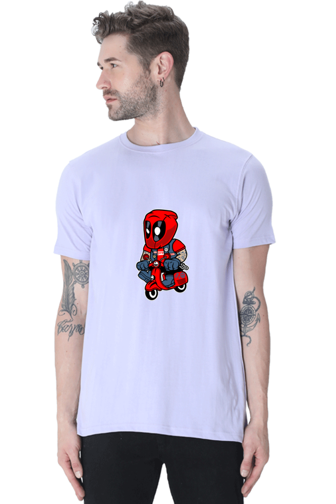 Regular Fit Classic Deadpool on a scooter T-Shirt