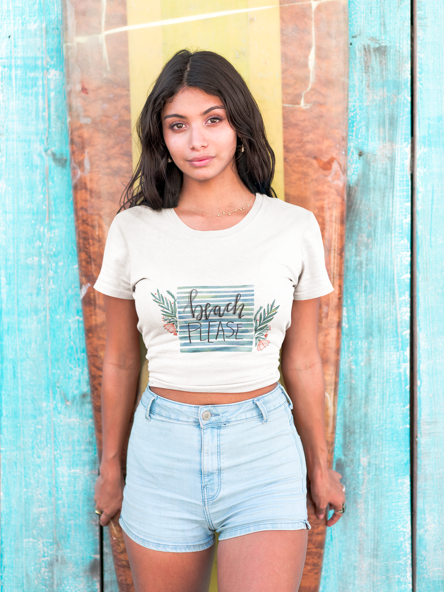 Female Regular Fit Beach Please Crop T-Shirt