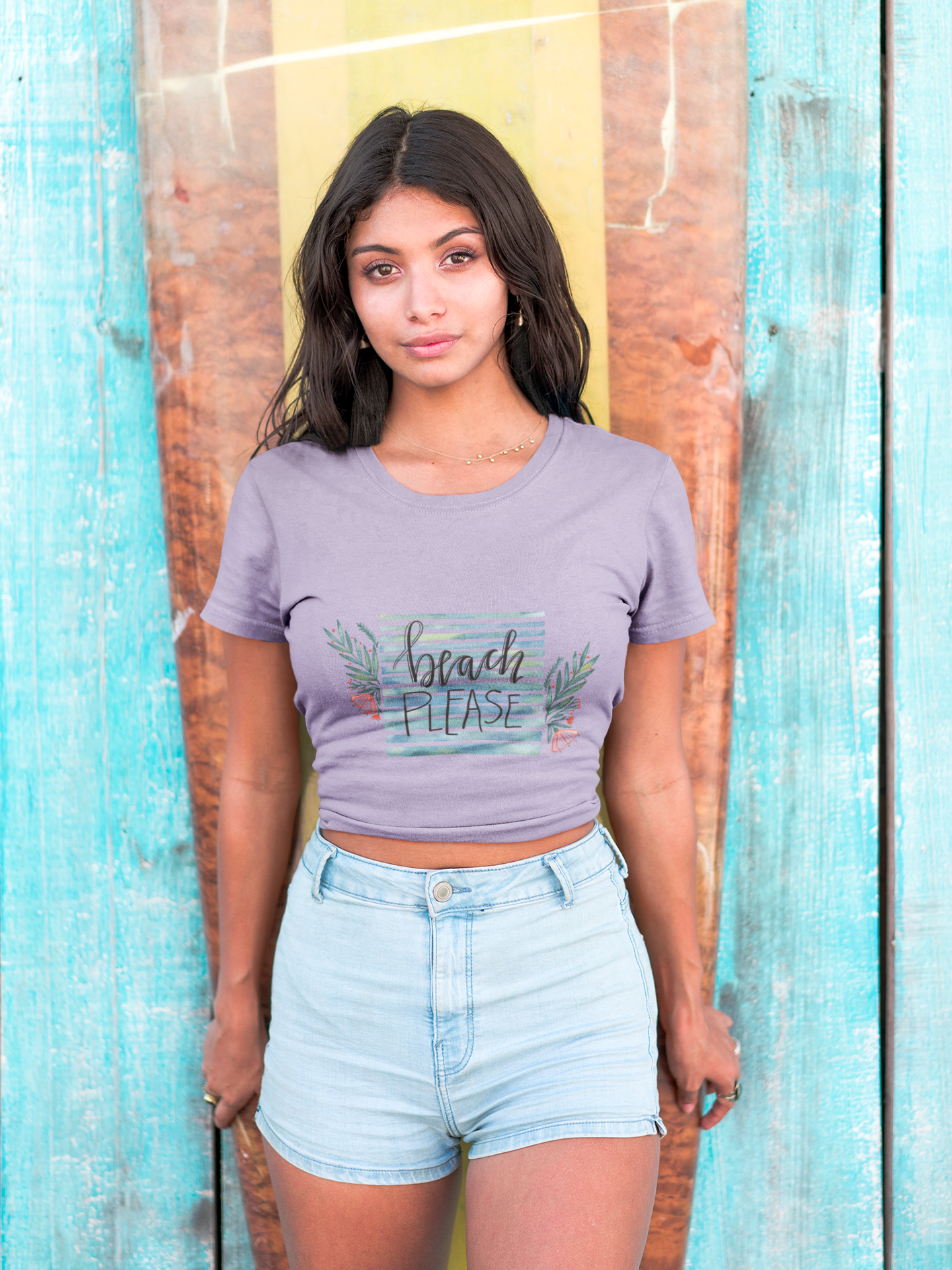 Female Regular Fit Beach Please Crop T-Shirt
