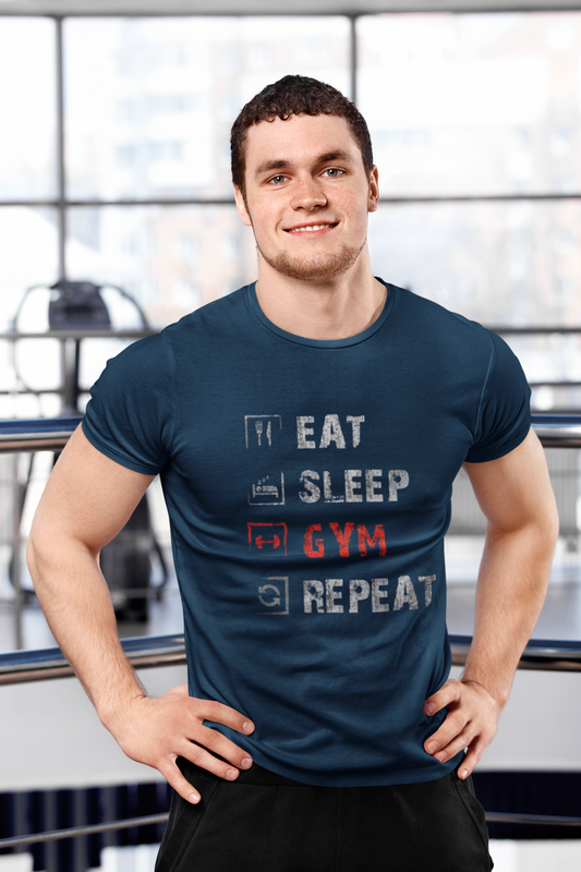 Regular Fit Classic Eat Sleep Gym Repeat T-shirt