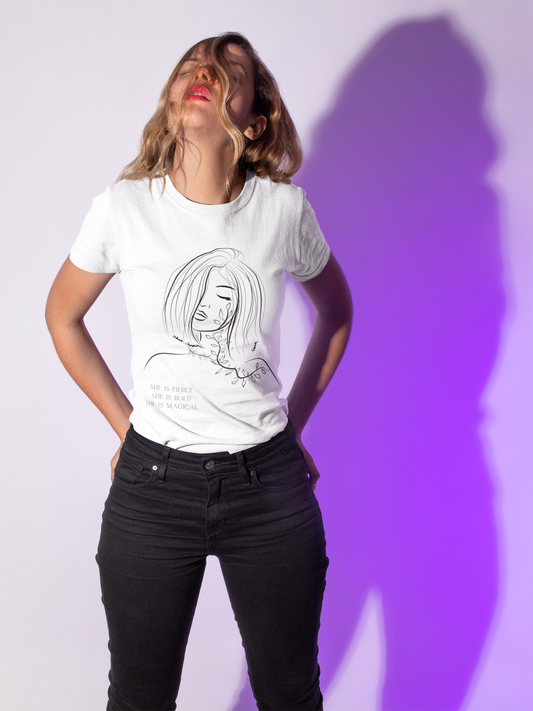 Premium Female Supima Regular Fit Abstract Art T-shirt